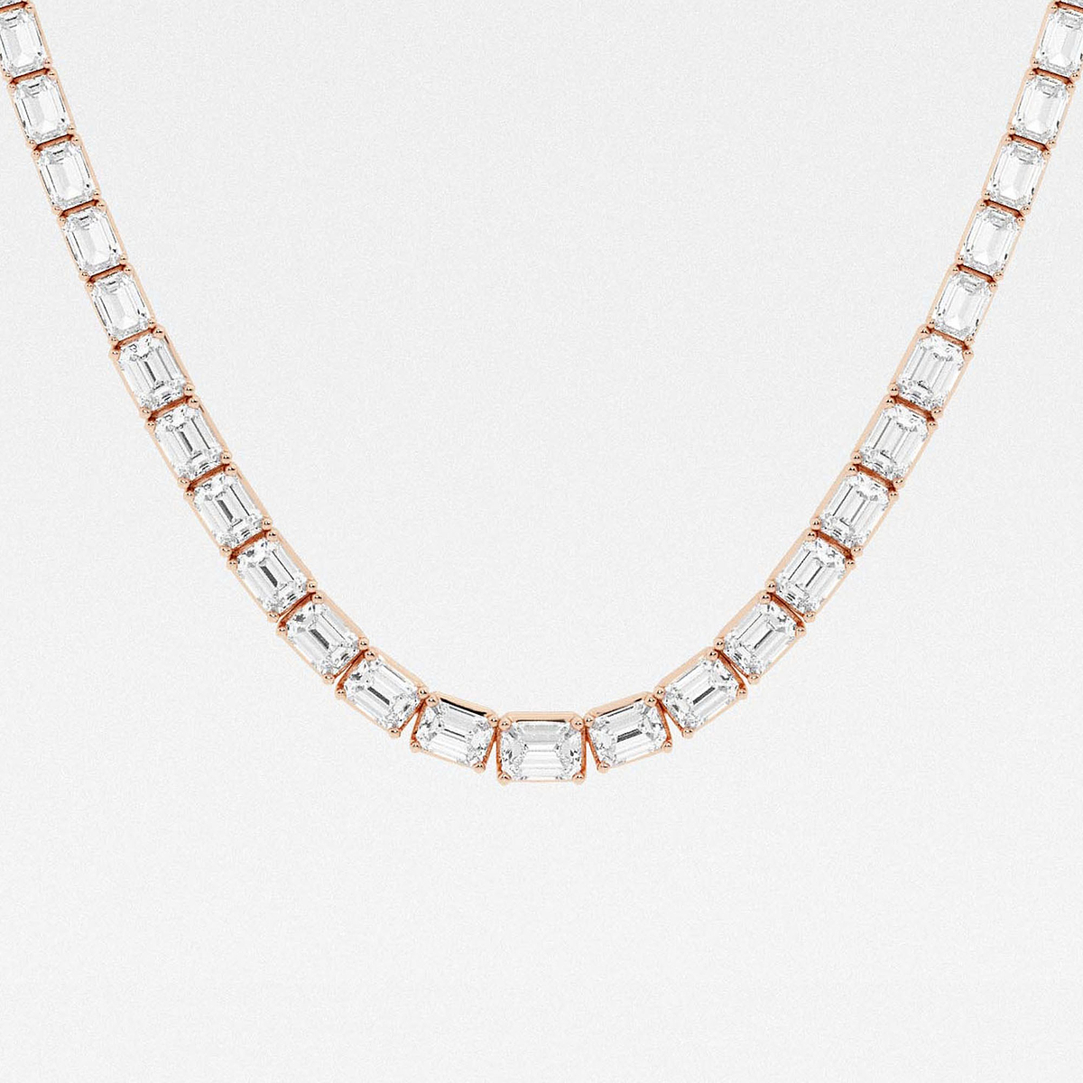 Additional Image 1 for  40 ctw Emerald Lab Grown Diamond East West Tennis Necklace